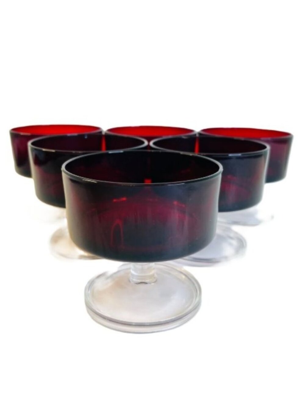 Vintage Luminarc Arcoroc Cavalier Ruby Red Stemmed Dessert Campagne Coupe Glass